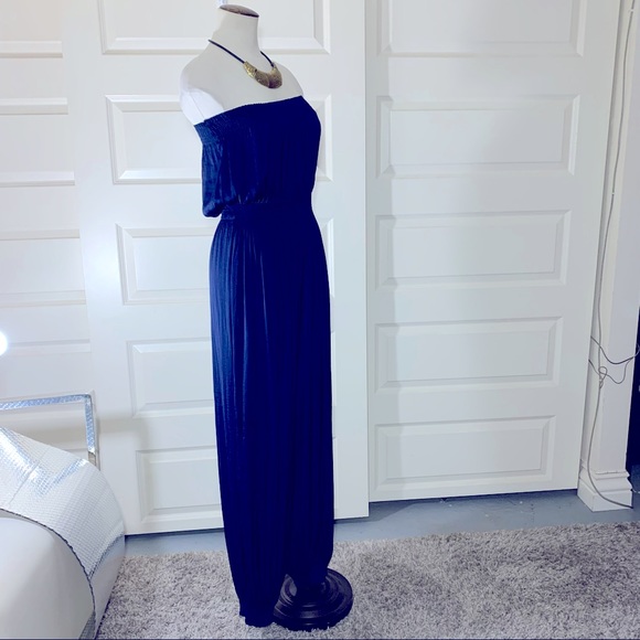 Silky Breezy Electric Navy Blue Loose Romper Off Shoulder Elastic Hems Size M/L - Picture 7 of 10